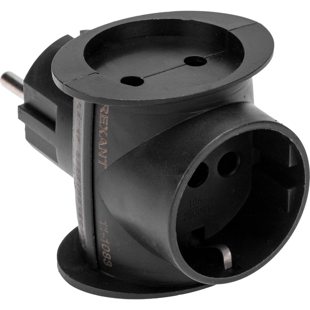 Электрический тройник REXANT универсальный 16 а одно гнездо с ...