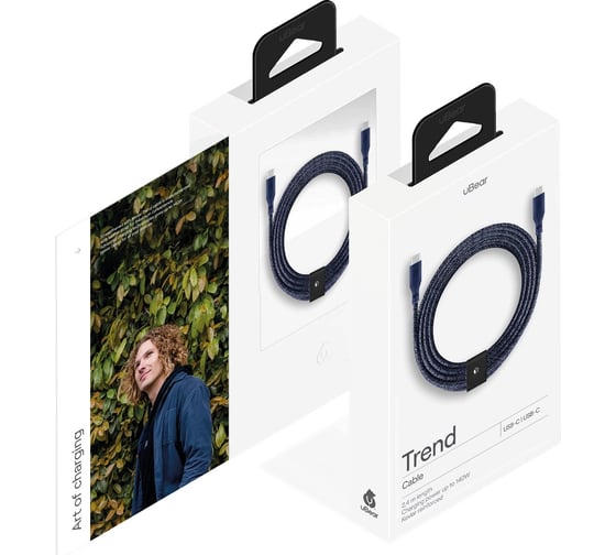 Зарядный кабель Trend, USB-C-USB-С,140Вт, 2,4м uBear DC19DB24TR-CC