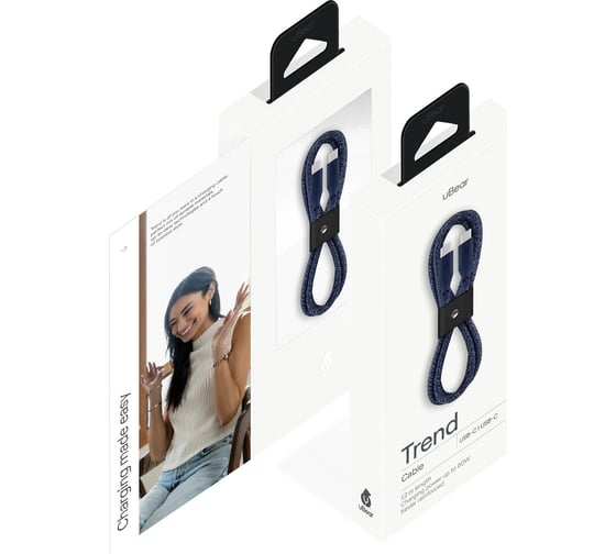 Зарядный кабель Trend, USB-C-USB-С, 60Вт, 1,2м uBear DC17DB12TR-CC