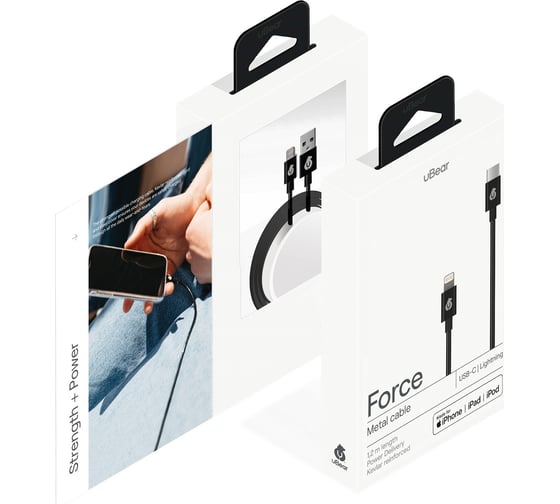 Кабель uBear FORCE MFI Lightning - USB, Kevlar Cable Metal, черный DC06BL01-L