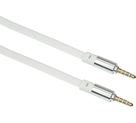 Аудио кабель AUX REXANT 3.5 мм шнур плоский 1м белый 18-4004 1