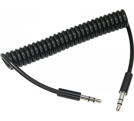 Аудио кабель AUX REXANT 3.5 мм шнур спираль 1м черный 18-4010