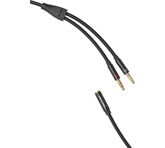 Переходник VENTION гибкий Jack 3.5 mm F 4 pin/Jack 3.5 mm M x 2 (OMTP-CTIA) - 0.3м, шт. BHDBY