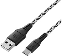 Зарядный кабель ROCKET Contact USB-A,USB-C 1м, тканевая оплетка RDC504BW01CT-AC