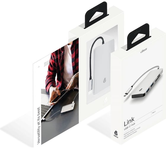 Адаптер хаб uBear LINK Hub 7 in 1, Power Delivery, HDMI 4k, Type-C Цвет Silver HB01SL01-TC