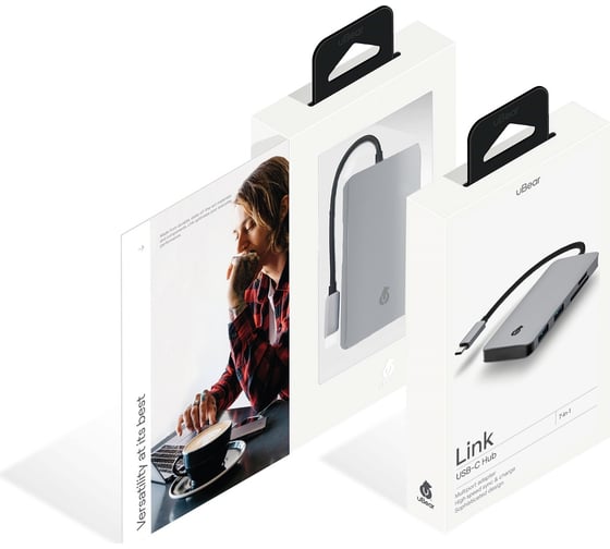 Адаптер хаб uBear LINK Hub 7 in 1, Power Delivery, HDMI 4k, Type-C Цвет Space Grey HB01SG01-TC