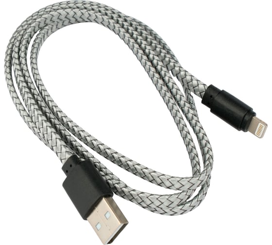 Кабель Cablexpert usb2.0 lightning, 12w, 2,1a, плоский, тканевая оплетка, 1м, пакет, CC-USB2-AMAP-FL-1M