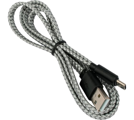 Кабель Cablexpert плоский USB2.0 AM/Type-C, 3A, 18Вт, QC3.0, медь, нейлон. оплетка, 1м, серый, пакет CC-USB2-AMCM-FL-1M