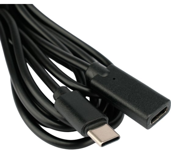 Удлинитель Cablexpert usb2.0 type c, 20w, 3a, pd, qc3.0, 2м, черный, пакет, CCP-USB2-CMCF-2M