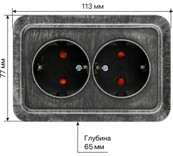 Угловая двойная розетка TDM ELECTRIC 2П+3, открытой установки, с защитными шторками, IP20, 250В, 16А, серебро "Ладога" SQ1801-0390