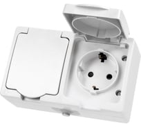 Двойная горизонтальная розетка TDM ELECTRIC 2П+З, открытой установки, IP54, 16А, белая "Вуокса" SQ1803-1008