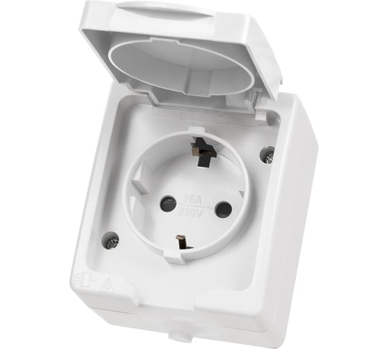 Розетка TDM ELECTRIC 2П+З, открытой установки, IP54, 16А, белая "Вуокса" SQ1803-1007
