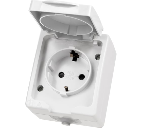 Розетка TDM ELECTRIC 2П+З, открытой установки, IP54, 16А, белая "Вуокса" SQ1803-1007 1
