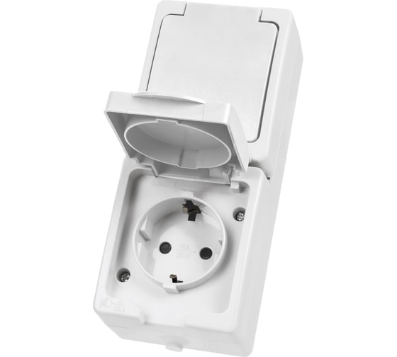 Двойная вертикальная розетка TDM ELECTRIC 2П+З, открытой установки IP54, 16А, белая "Вуокса" SQ1803-1009