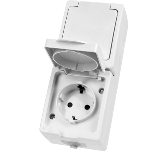 Розетка двойная TDM ELECTRIC белая 2П+З (вертикальная) открытой установки IP54 16А серия "Вуокса" SQ1803-1009 1