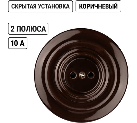 Фарфоровая розетка TDM ELECTRIC скрытой установки 2П, 10А, 250В, коричневая «Болонь» SQ1820-0421