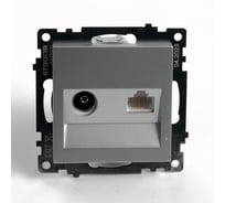 Розетка телевизионная + компьютерная RJ-45 STEKKER (механизм), gls00-7106-03, 75 ом, 5-862мгц, серия катрин, серебро, 49183