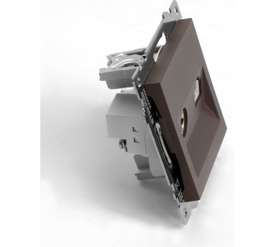 Розетка телевизионная + компьютерная RJ-45 STEKKER (механизм), gls00-7106-04, 75 ом, 5-862мгц, серия катрин, шоколад, 49185