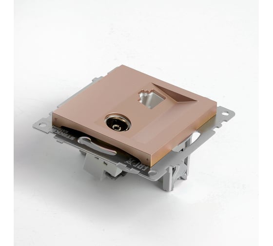 Розетка телевизионная + компьютерная RJ-45 STEKKER (механизм), gls00-7106-02, 75 ом, 5-862мгц, серия катрин, шампань, 49184