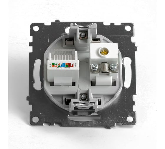 Розетка телевизионная + компьютерная RJ-45 STEKKER (механизм), gls00-7106-02, 75 ом, 5-862мгц, серия катрин, шампань, 49184
