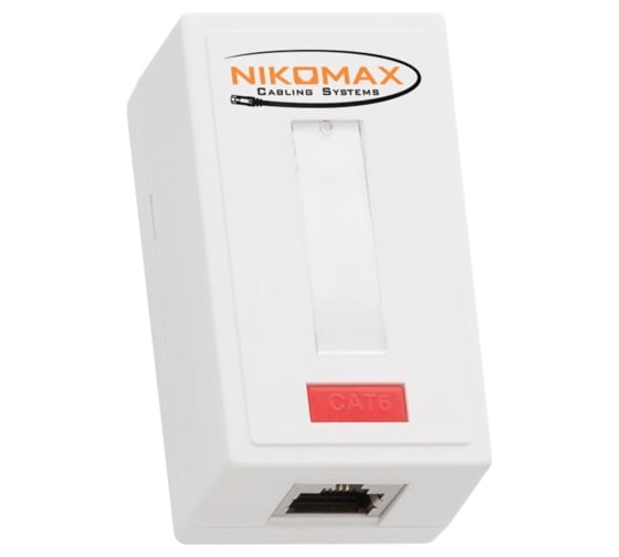 Настенная розетка NIKOMAX 1 порт, экранированная, белая NMC-WO1SE2-WT