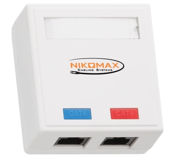 Настенная розетка NIKOMAX 2 порта, неэкранированная, белая NMC-WO2UE2-WT