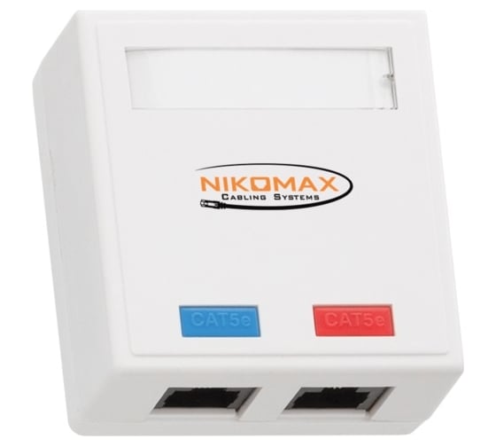 Настенная розетка NIKOMAX 2 порта, неэкранированная, белая NMC-WO2UD2-WT