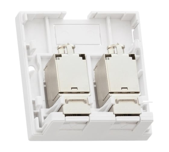 Настенная розетка NIKOMAX 2 порта, со шторками, белая NMC-WO2SD2-FT-ST-WT