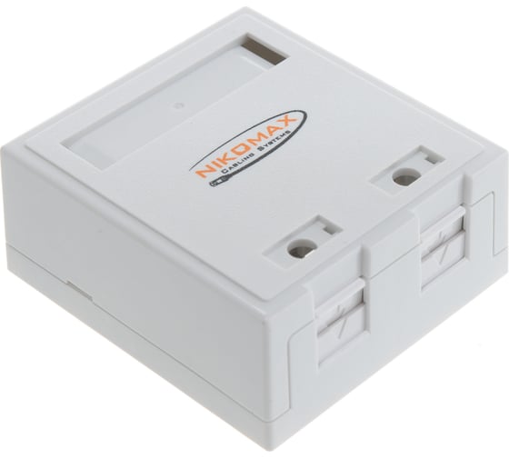 Настенная розетка NIKOMAX 2 порта, полный экран, со шторками, белая NMC-WO2SE2-FT-ST-WT