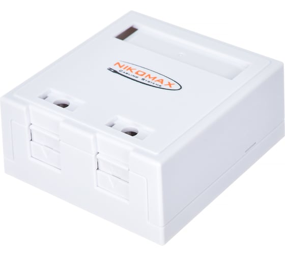 Настенная розетка NIKOMAX 2 порта, со шторками, белая NMC-WO2UD2-FT-ST-WT