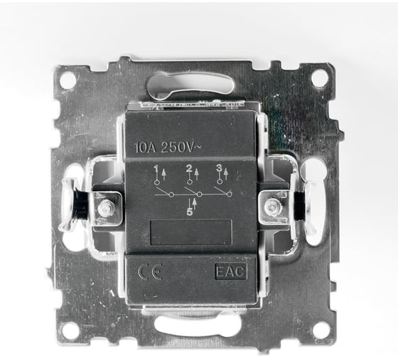 3-клавишный выключатель (механизм) STEKKER gls10-7108-03, 250v, 10а, серия катрин, серебро, 49173