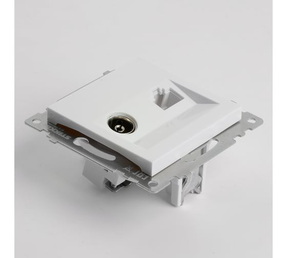 Розетка STEKKER телевизионная + компьютерная RJ-45 (механизм), gls00-7106-01, 75 ом, 5-862мгц, серия катрин, белый, 49181