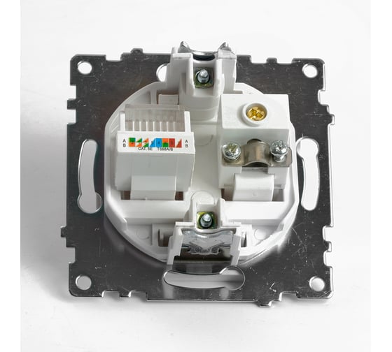 Розетка STEKKER телевизионная + компьютерная RJ-45 (механизм), gls00-7106-01, 75 ом, 5-862мгц, серия катрин, белый, 49181
