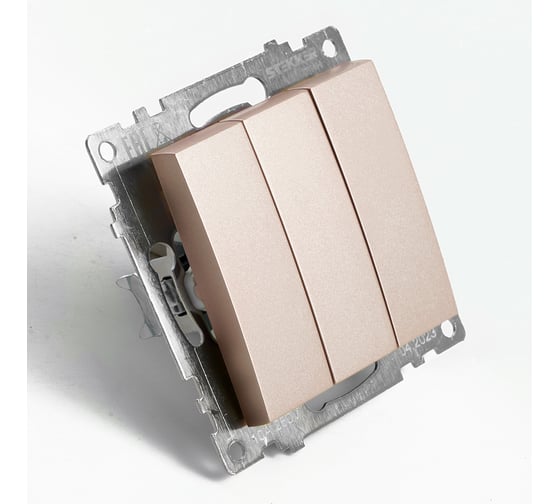 Выключатель 3-клавишный STEKKER механизм, gls10-7108-02, 250v, 10а, серия катрин, шампань, 49174