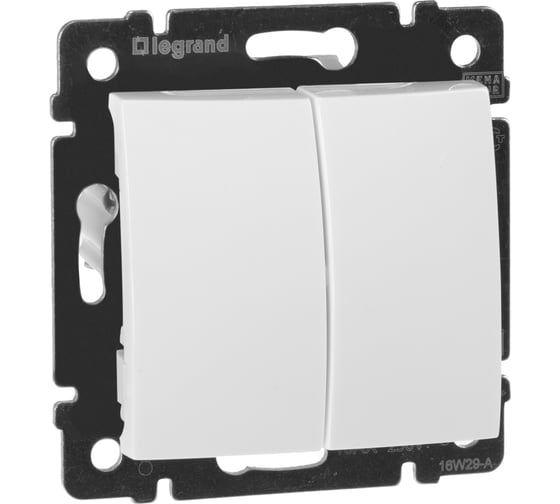 Выключатель Legrand DIY Valena Белый 2-х клавишный 694265