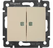 Выключатель Legrand двухклавишный с подсветкой Legrand Valena 10А 250В схема 5L безвинтовые зажимы слоновая кость 695630