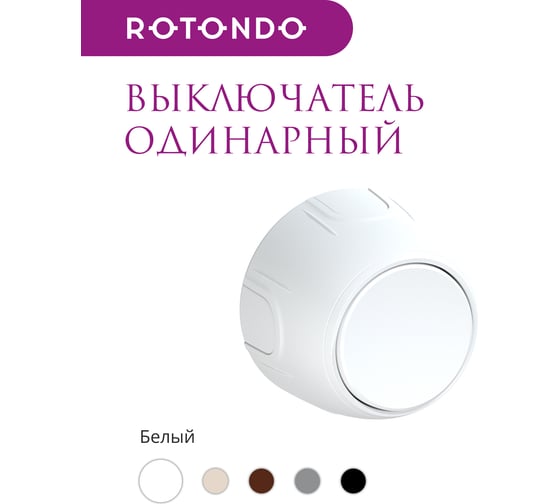 Накладной наружный одинарный выключатель OneKeyElectro Rotondo, цвет белый. 7700846