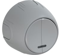 Накладной наружный двойной выключатель OneKeyElectro Rotondo с подсветкой, цвет серый. 7700869