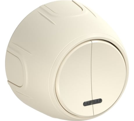 Накладной наружный двойной выключатель OneKeyElectro Rotondo с подсветкой, цвет бежевый. 7700867