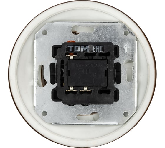 Выключатель скрытой установки TDM ELECTRIC фарфоровый, поворотный, с ручкой бантик, 10А, коричневый «Болонь» SQ1820-0415