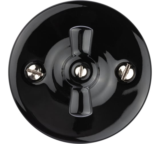 Фарфоровый поворотный выключатель TDM ELECTRIC Болонь с ручкой-бантик, 10А, черный SQ1820-0210 1