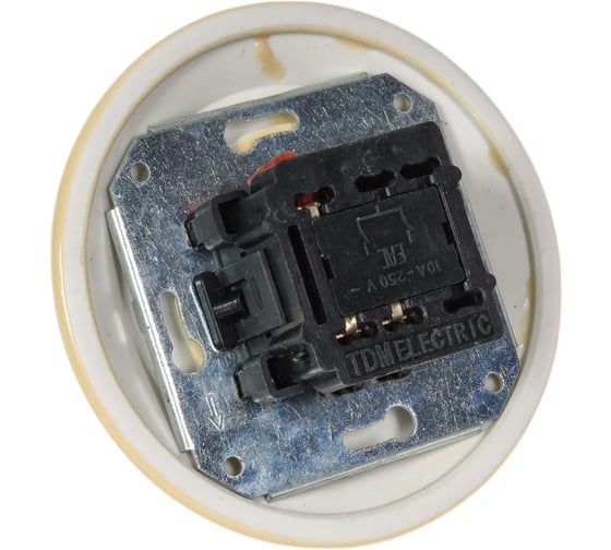 Выключатель скрытой установки TDM ELECTRIC фарфоровый, поворотный, с ручкой бантик, 10А, слоновая кость «Болонь» SQ1820-0315