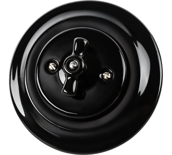 Выключатель скрытой установки TDM ELECTRIC фарфоровый, поворотный, с ручкой бантик, 10А, черный «Болонь» SQ1820-0212