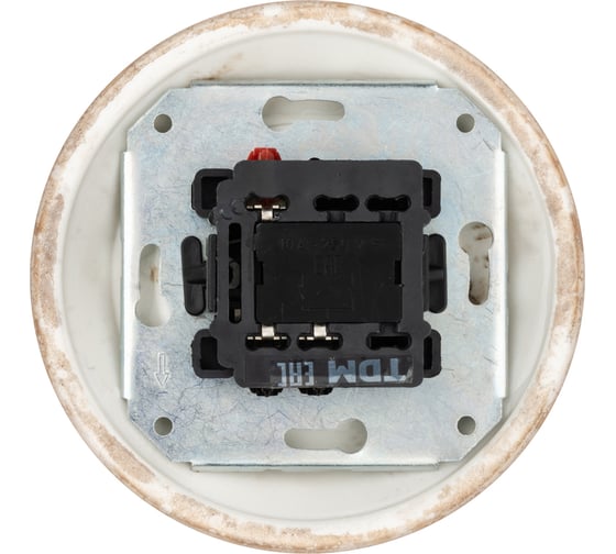 Выключатель скрытой установки TDM ELECTRIC фарфоровый, поворотный, с ручкой бантик, 10А, мраморный «Болонь» SQ1820-0112
