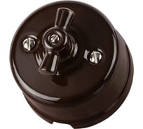 Фарфоровый поворотный перекрестный выключатель TDM ELECTRIC Болонь с ручкой-бантик, 10А, коричневый SQ1820-0417