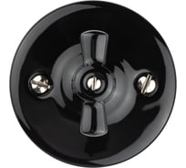 Фарфоровый поворотный перекрестный выключатель TDM ELECTRIC Болонь с ручкой-бантик, 10А, черный SQ1820-0214