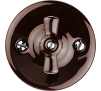 Фарфоровый поворотный проходной выключатель TDM ELECTRIC Болонь с ручкой-бантик, 10А, коричневый SQ1820-0414