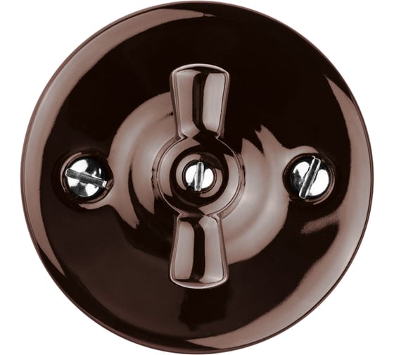 Фарфоровый поворотный проходной выключатель TDM ELECTRIC Болонь с ручкой-бантик, 10А, коричневый SQ1820-0414 1