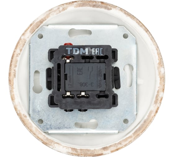 Выключатель скрытой установки TDM ELECTRIC фарфоровый, поворотный, с ручкой бантик, 10А, мраморный «Болонь» SQ1820-0120