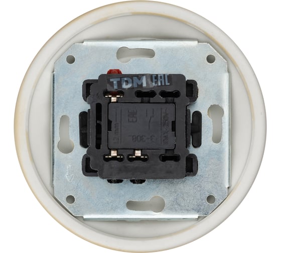 Выключатель скрытой установки TDM ELECTRIC фарфоровый, поворотный, с ручкой бантик, 10А, слоновая кость «Болонь» SQ1820-0320